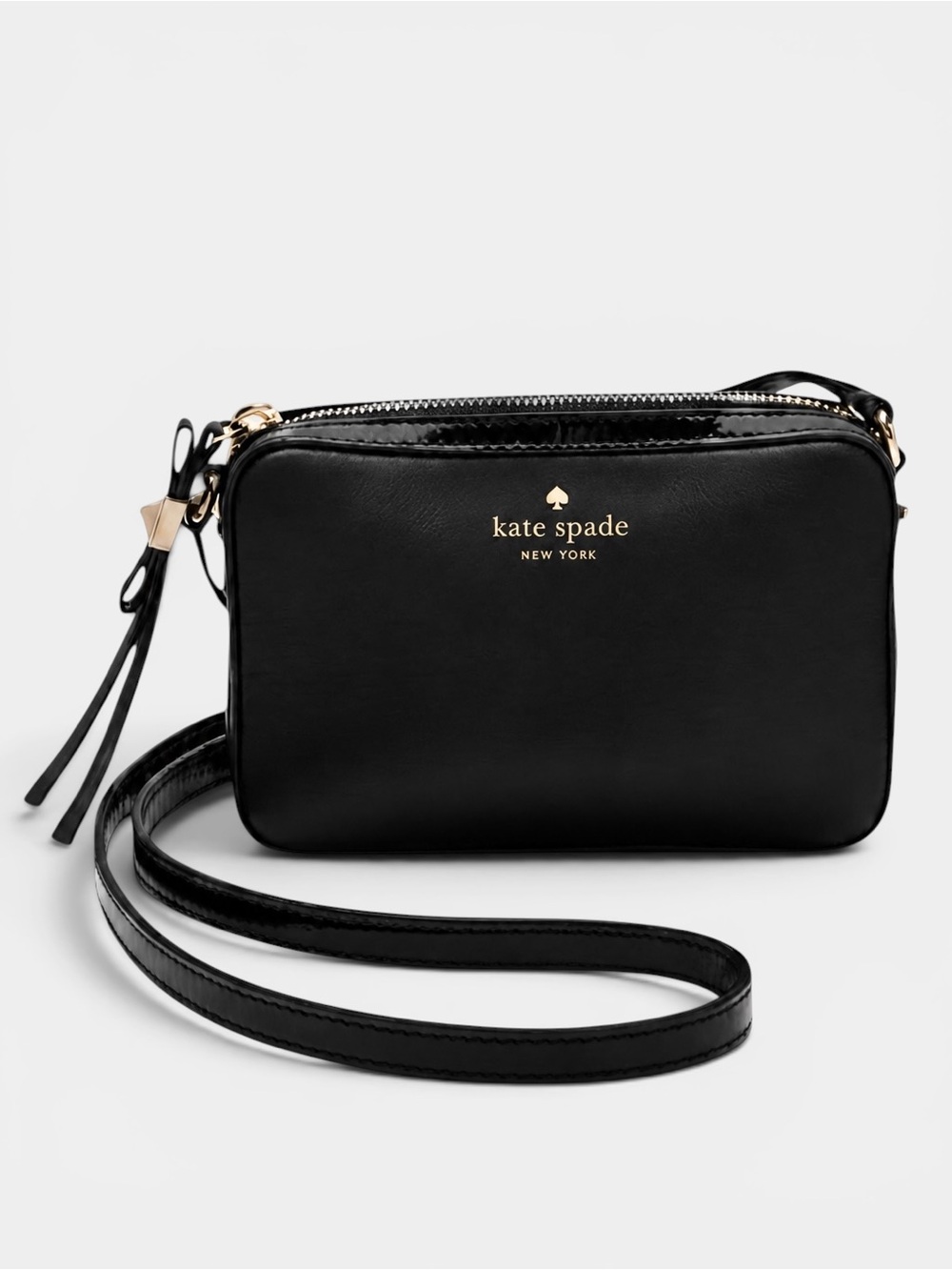 Kate Spade Highliner Clover Black Leather Crossbody Bag with Storybook Lining
